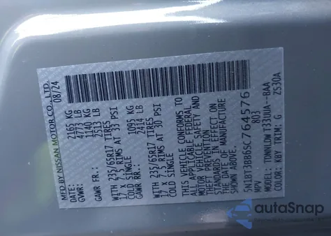 2025 Nissan Rogue Rock Creek z USA, uszkodzony, nr VIN 5N1BT3BB6SC764576